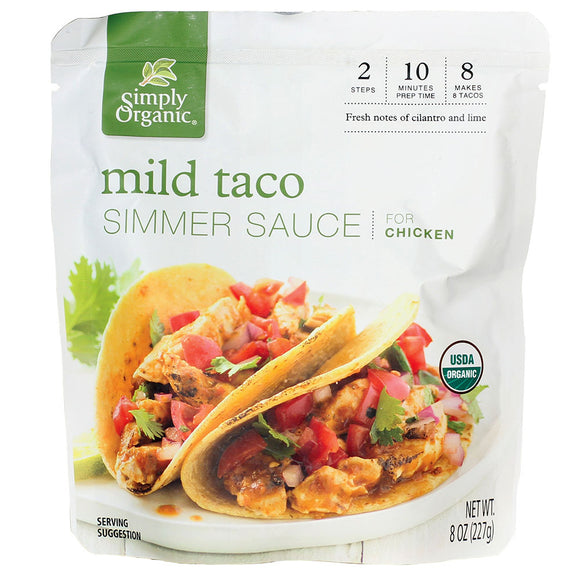 SIMPLY ORGANIC MILD TACO SIMMER SAUCE 8.00 FL. OZ.